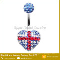 316L Surgical Steel Rainbow Heart Multi - Sprinkle Dot Belly Ring